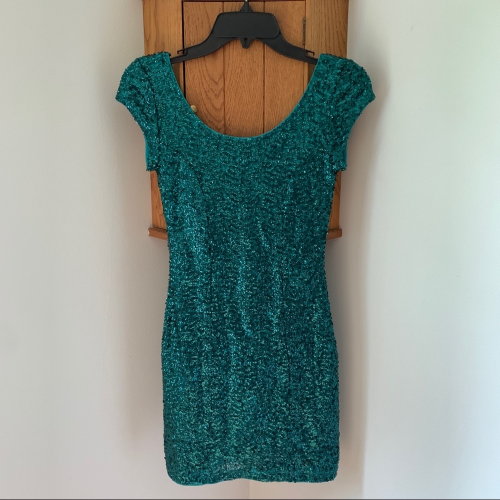 Sequin Emerald Green Mini Dress NWT